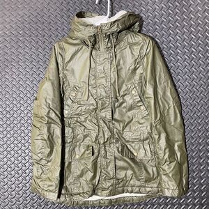 H&M L.O.G.G Olive Green Full Zip Faux Shearling Casual Bomber Jacket Womens Sz 4